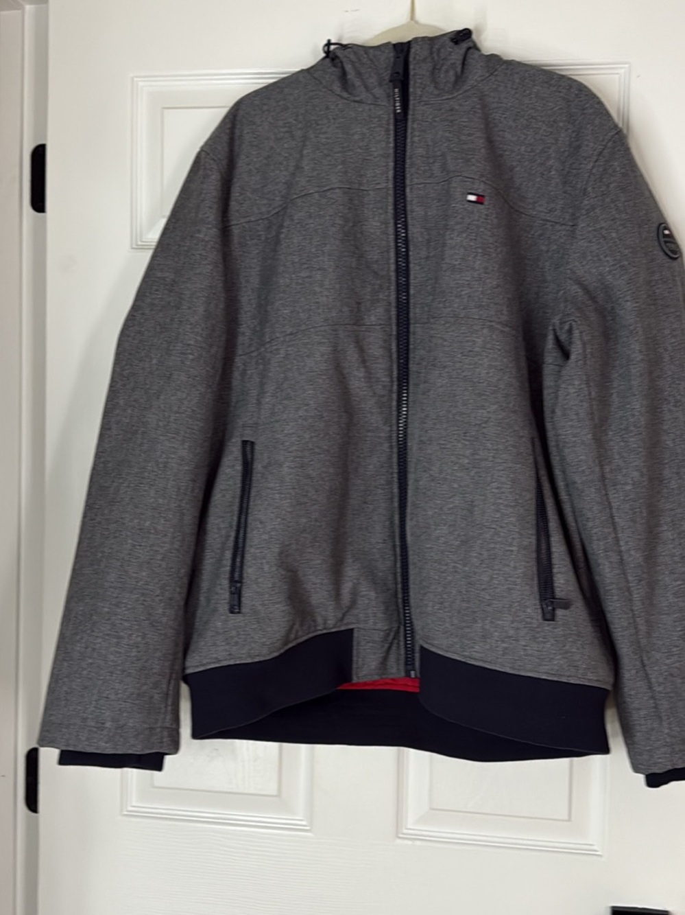 Tommy Hilfiger Men's Gray Hooded Windbreaker Jacket